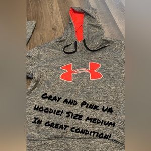 Gray and hot pink UA hoodie! Winter is Among us keep warm! 💕